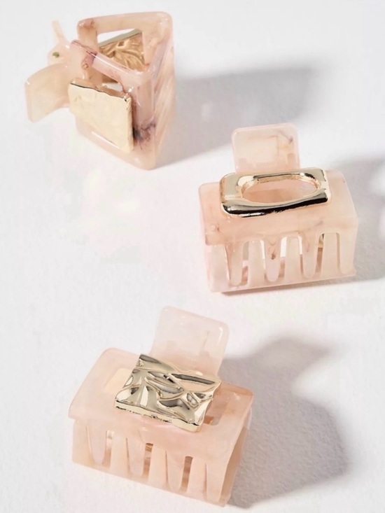 Anthropologie Accessories - Anthropologie Mini Resin Claw Clips Set of 3 Cream Gold